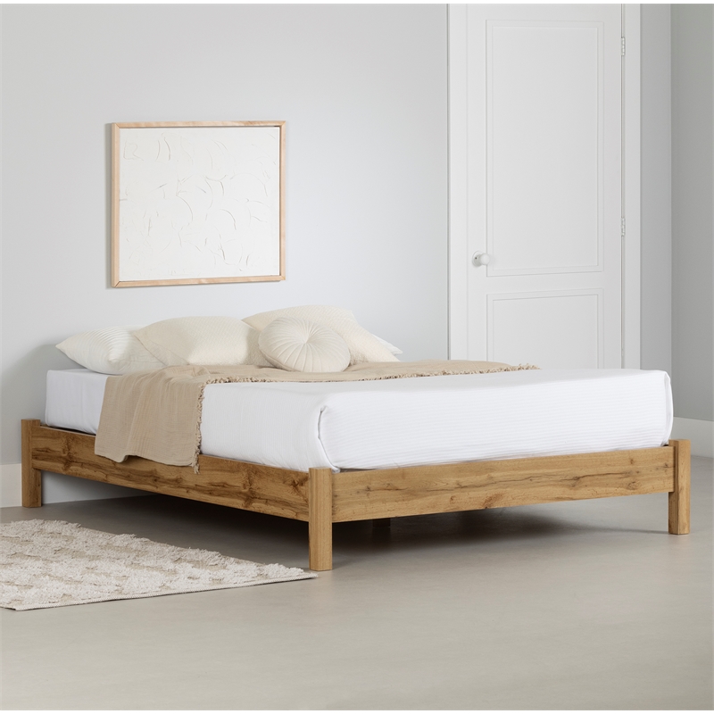 South Shore Step One Essential Platform Bed Queen Nordik Oak