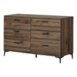 South Shore Musano 6-Drawer Dresser with Metal Legs  Natural Walnut