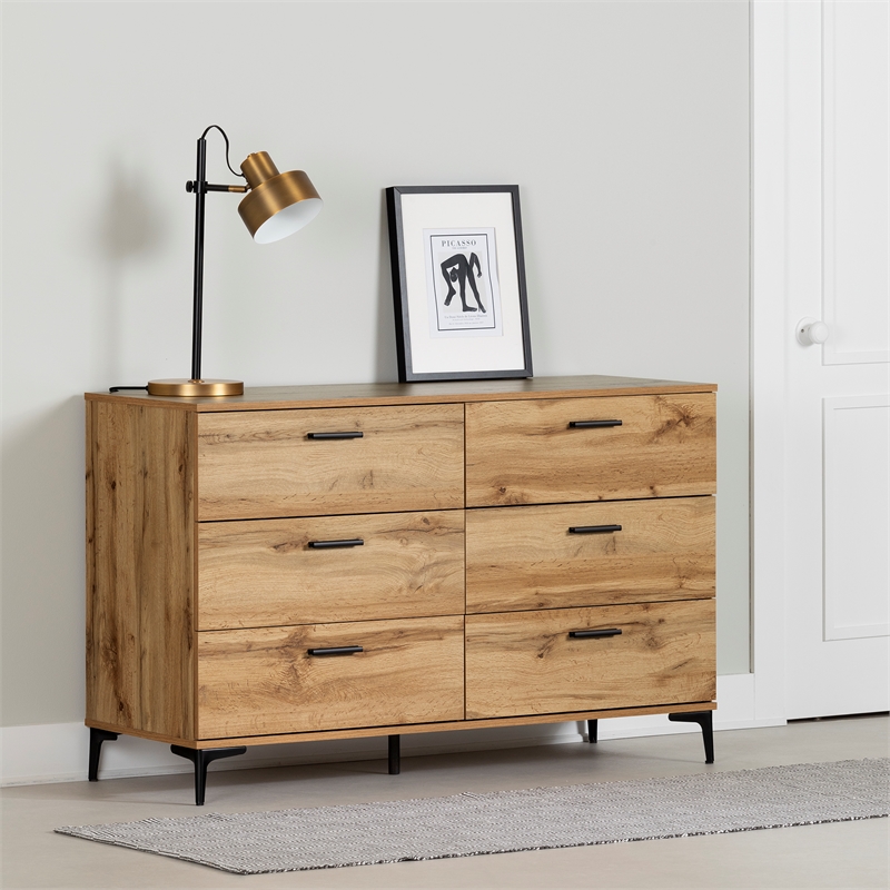 South Shore Musano 6-Drawer Dresser with Metal Legs  Nordik Oak