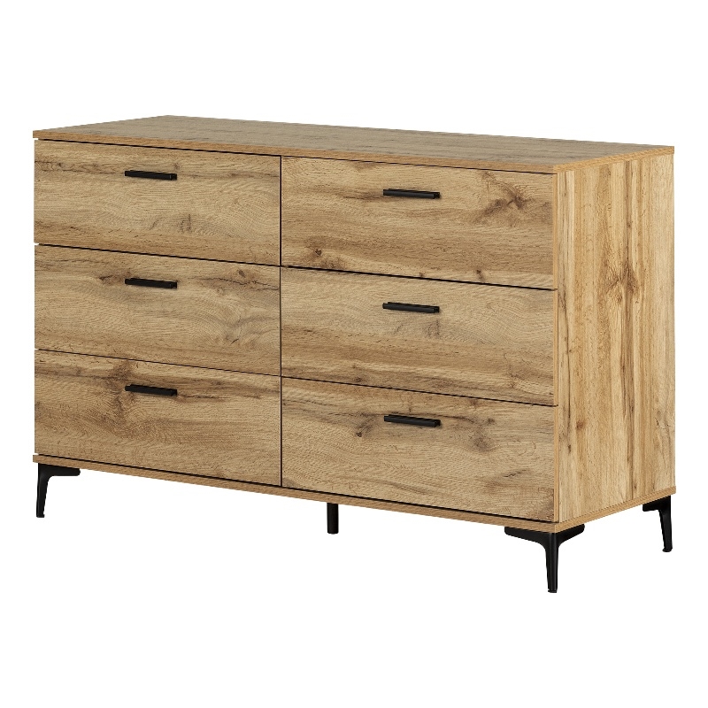 South Shore Musano 6-Drawer Dresser with Metal Legs  Nordik Oak