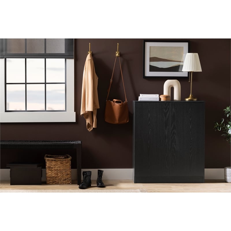 South Shore Essence 2-Door Armoire  Black Oak