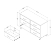South Shore Arlen 6-Drawer Dresser  White Pine and Black Matte