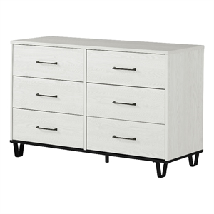 South Shore Arlen 6-Drawer Dresser  White Pine and Black Matte