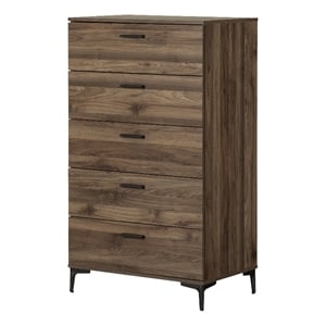 South Shore Musano 5-Drawer Chest with Metal Legs  Natural Walnut