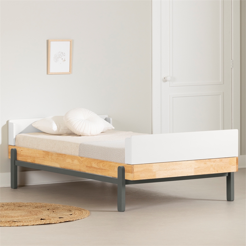 South Shore Bebble Complete Bed Twin Natural and Gray