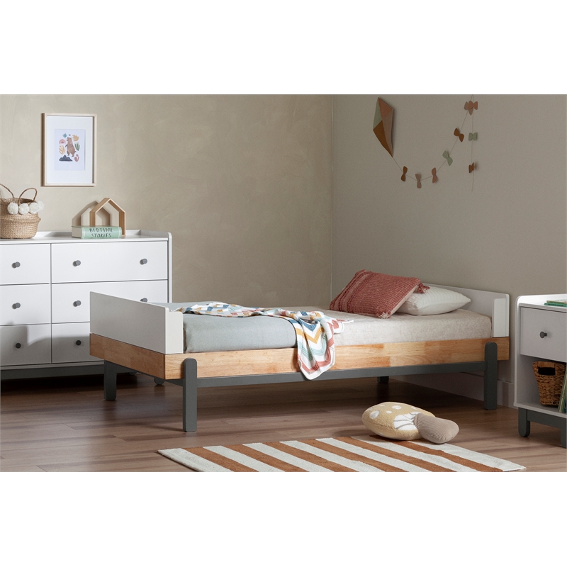 South Shore Bebble Complete Bed Twin Natural and Gray