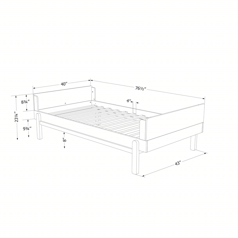 South Shore Bebble Complete Bed Twin Natural and Gray