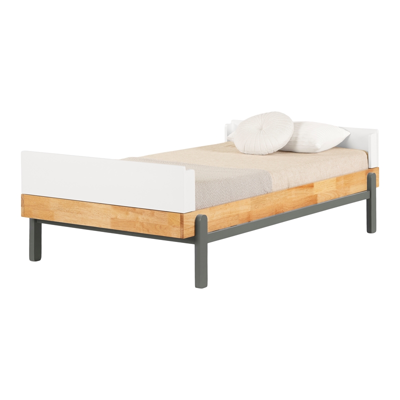 South Shore Bebble Complete Bed Twin Natural and Gray
