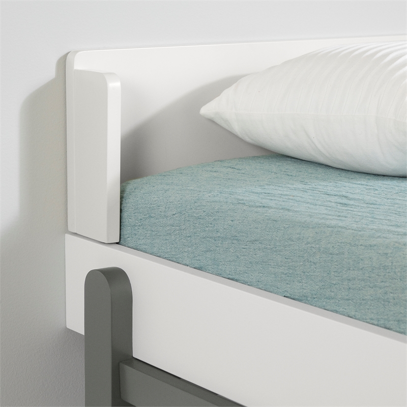 South Shore Bebble Complete Bed Twin Soft Gray and White