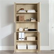 South Shore Olea 4-Door Bookcase with Open Storage Wide Bleached Oak