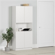 South Shore Olea 4-Door Bookcase with Open Storage Wide Pure White