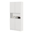 South Shore Olea 4-Door Bookcase with Open Storage Wide Pure White