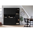 South Shore Olea 4-Door Bookcase with Open Storage Wide Black Oak