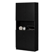 South Shore Olea 4-Door Bookcase with Open Storage Wide Black Oak