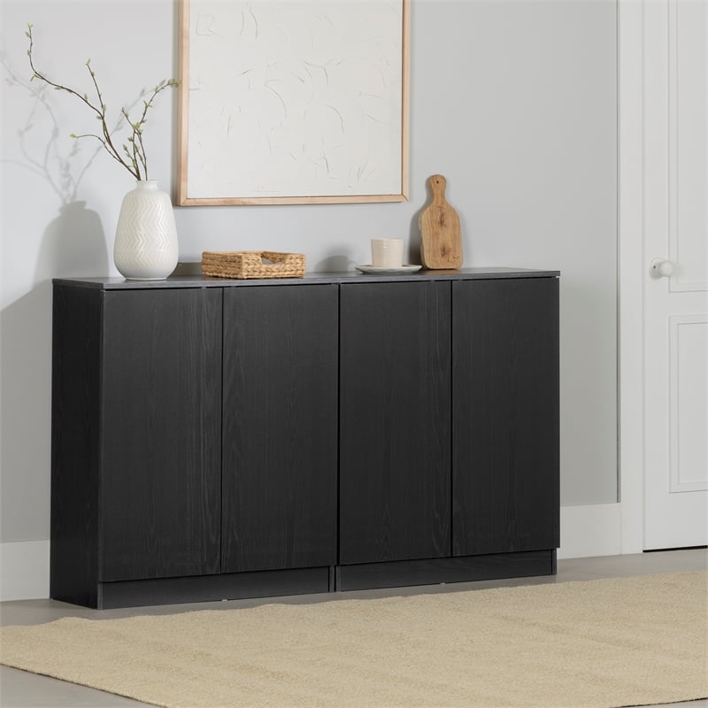 South Shore Arum Set of 2 Sideboards with 2 Doors  Black Oak