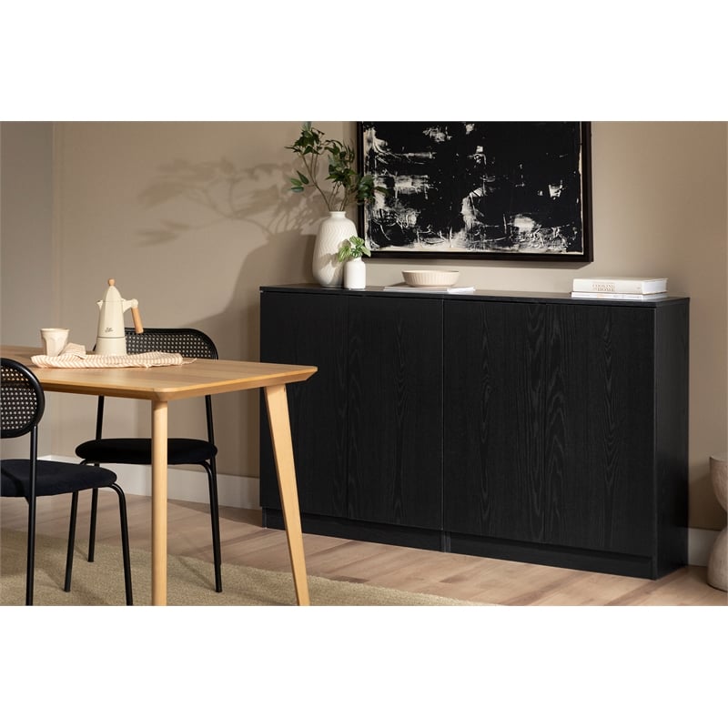 South Shore Arum Set of 2 Sideboards with 2 Doors  Black Oak