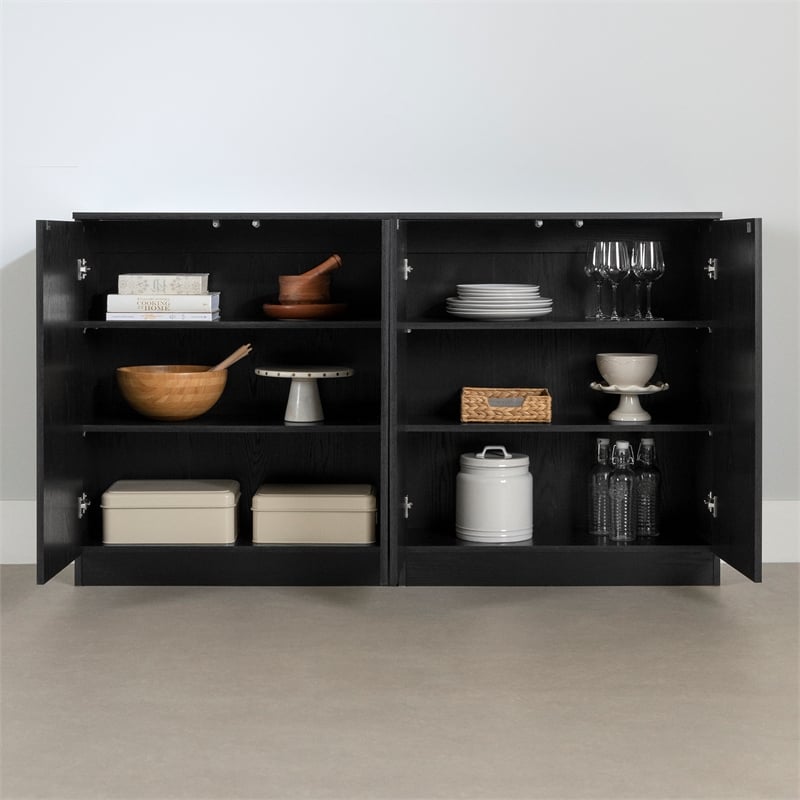 South Shore Arum Set of 2 Sideboards with 2 Doors  Black Oak