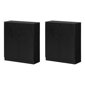 South Shore Arum Set of 2 Sideboards with 2 Doors  Black Oak