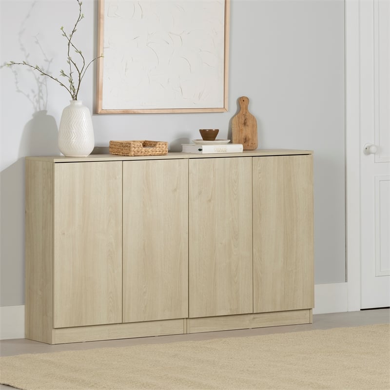 South Shore Arum Set of 2 Sideboards with 2 Doors  Bleached Oak