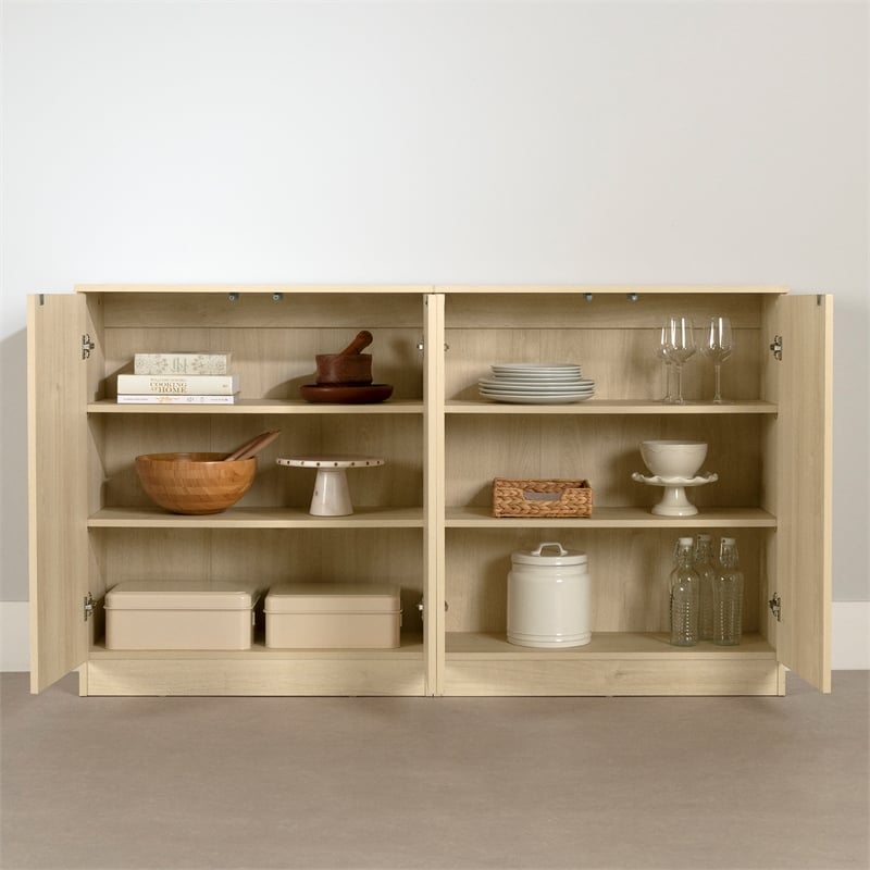 South Shore Arum Set of 2 Sideboards with 2 Doors  Bleached Oak