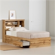 South Shore Tassio Mates Bed and Bookcase Headboard Set Twin Nordik Oak