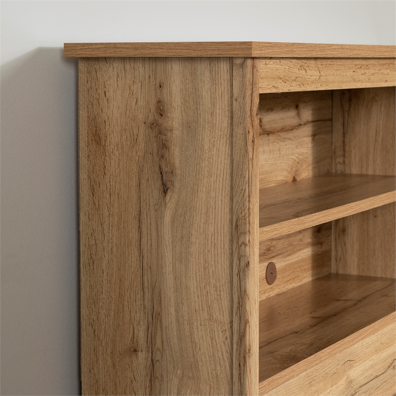South Shore Tassio Mates Bed and Bookcase Headboard Set Twin Nordik Oak