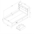 South Shore Tassio Mates Bed and Bookcase Headboard Set Twin Nordik Oak