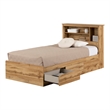 South Shore Tassio Mates Bed and Bookcase Headboard Set Twin Nordik Oak