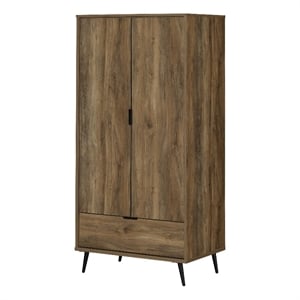 South Shore Oxford Wardrobe Armoire with Doors and Drawer  Natural Mango
