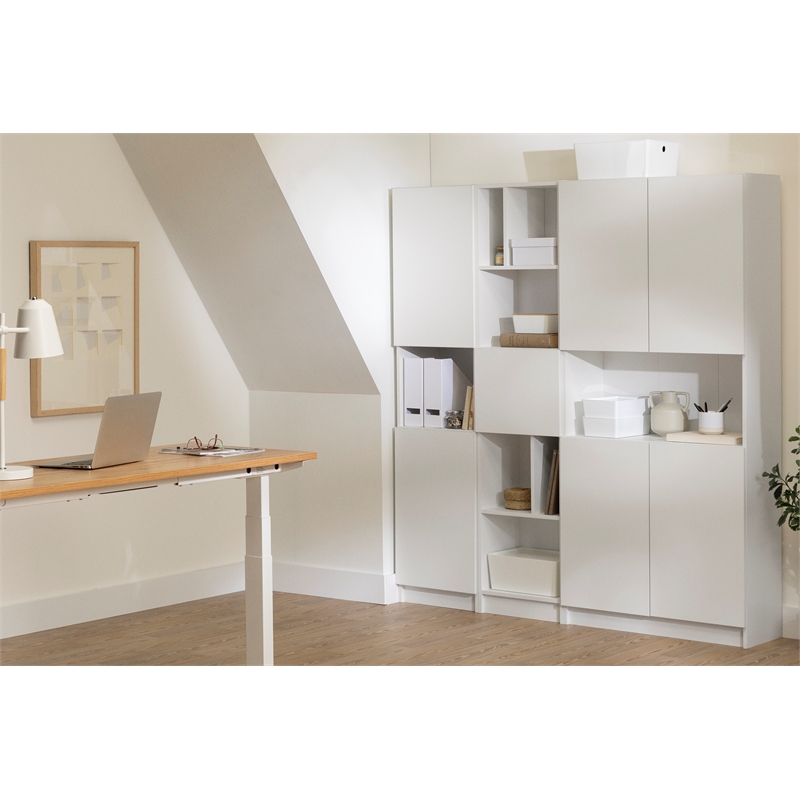 South Shore Olea 5-Shelf Narrow Bookcase Wide Pure White