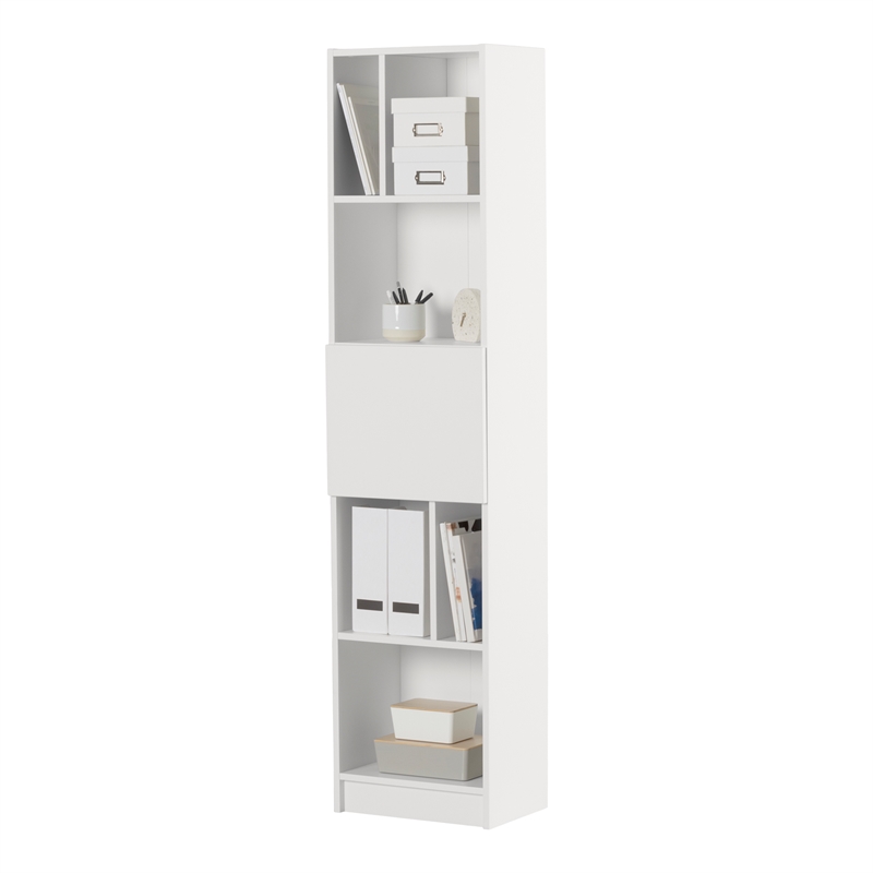 South Shore Olea 5-Shelf Narrow Bookcase Wide Pure White
