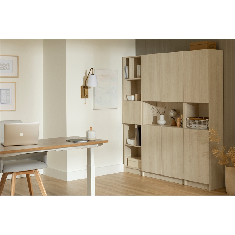 South Shore Olea 5-Shelf Narrow Bookcase Wide Bleached Oak