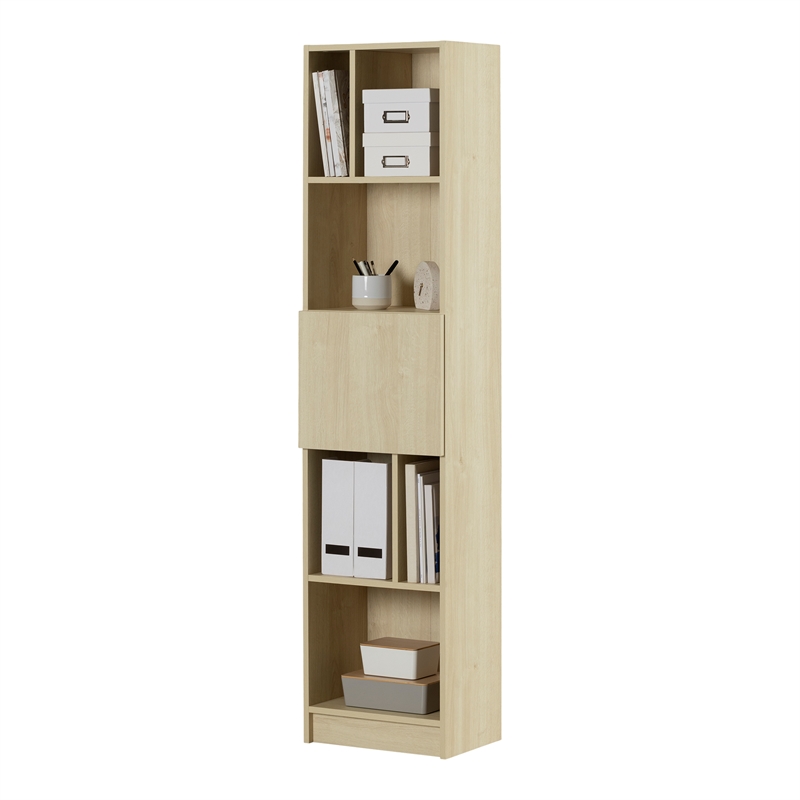South Shore Olea 5-Shelf Narrow Bookcase Wide Bleached Oak