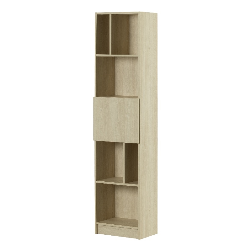 South Shore Olea 5-Shelf Narrow Bookcase Wide Bleached Oak
