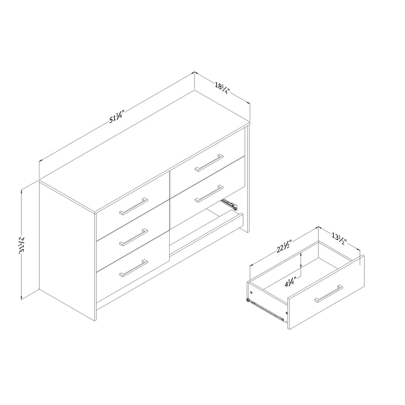 South Shore Londen 6-Drawer Dresser  Winter Oak
