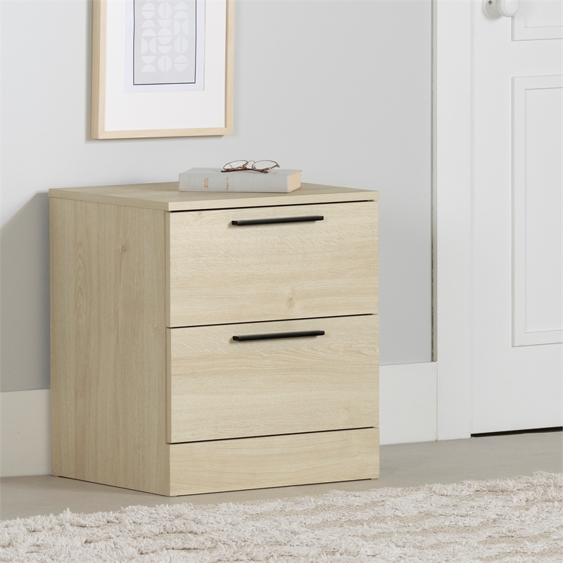 South Shore Step One Essential 2-Drawer Nightstand  Bleached Oak