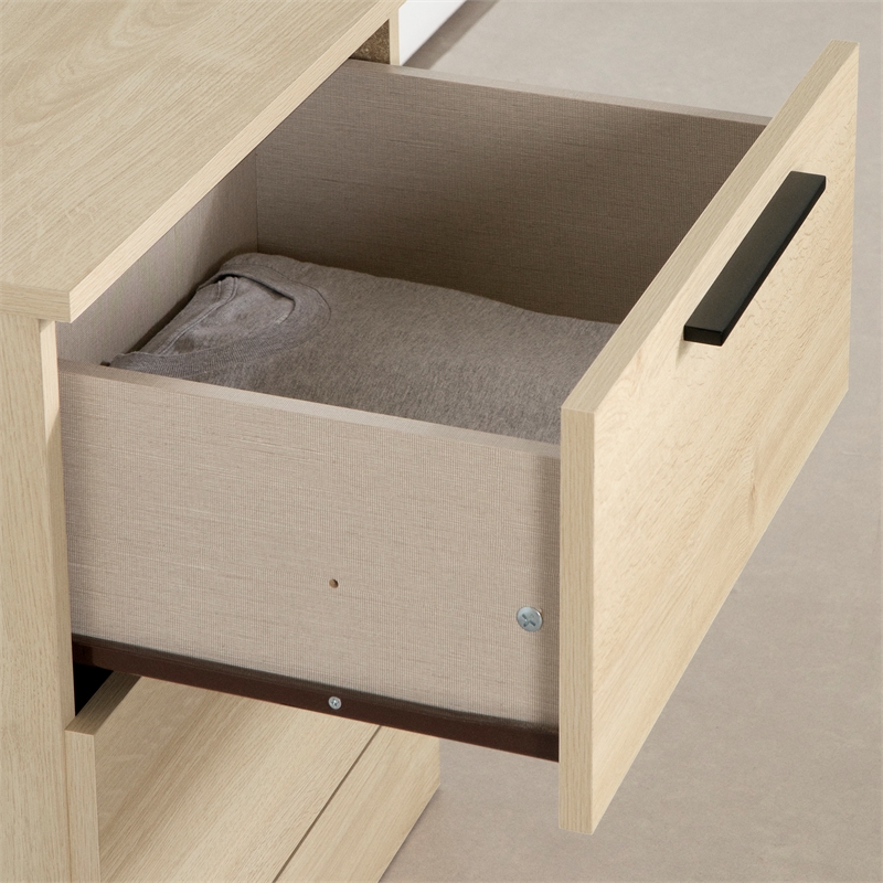 South Shore Step One Essential 2-Drawer Nightstand  Bleached Oak