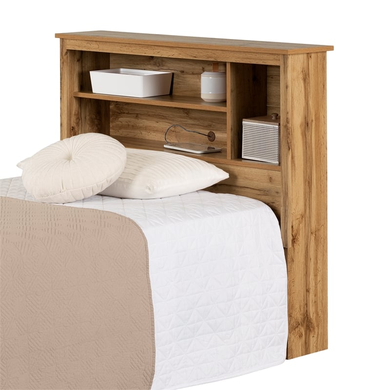 South Shore Tassio Bookcase Headboard Twin Nordik Oak
