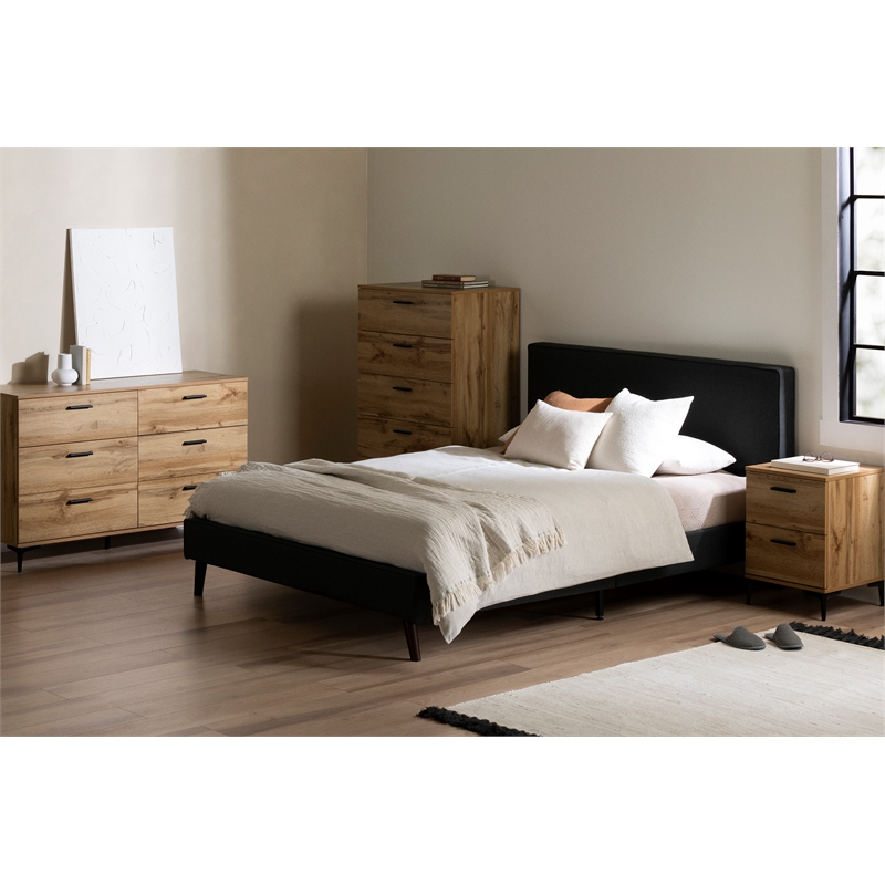 South Shore Musano 2-Drawer Nightstand with Metal Legs  Nordik Oak
