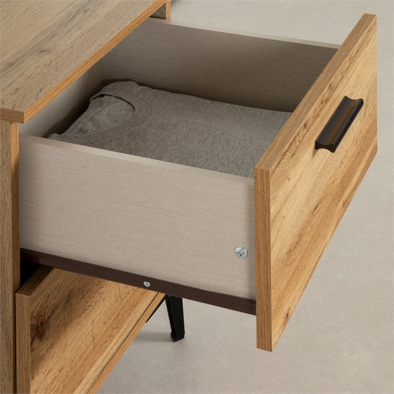 South Shore Musano 2-Drawer Nightstand with Metal Legs  Nordik Oak