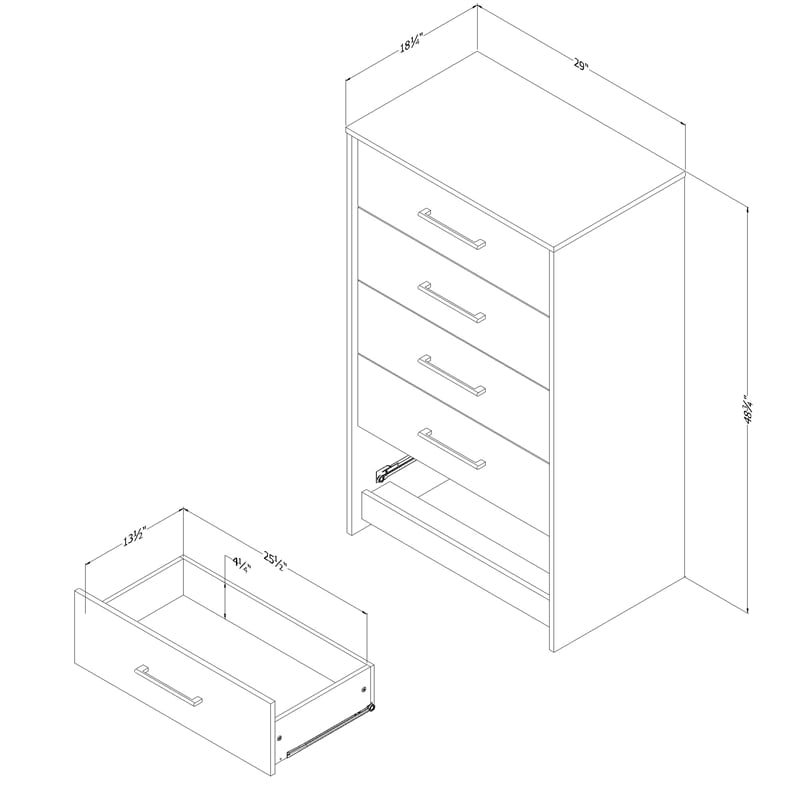 South Shore Londen 5-Drawer Chest  Winter Oak