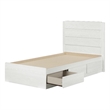 South Shore Arlen Mates Bed with 3 Drawers and Headboard Set Twin White Pine