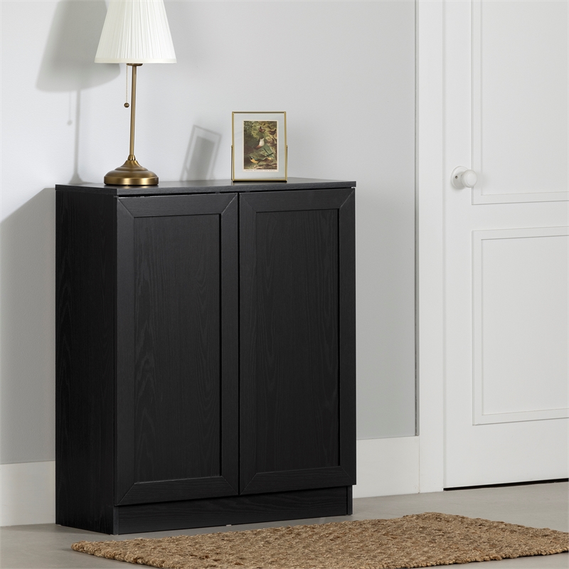 South Shore Essence 2-Door Storage Cabinet  Black Oak