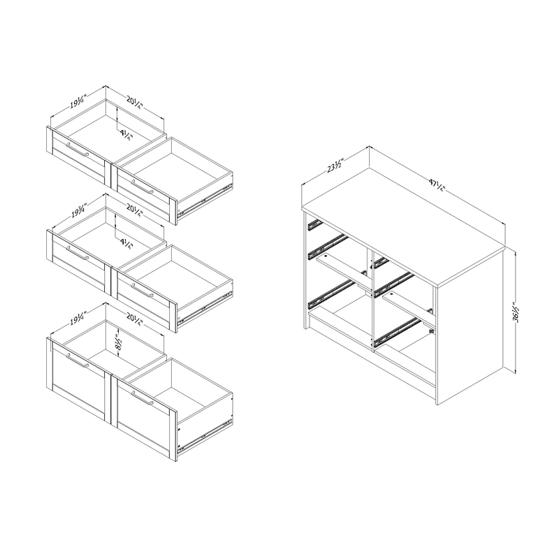 South Shore Toscano 6-Drawer Kitchen Island Medium White and Maple Nutmeg