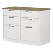 South Shore Toscano 6-Drawer Kitchen Island Medium White and Maple Nutmeg