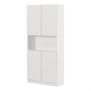 South Shore Arum 4-Door Storage Cabinet with Open Storage Wide Pure White