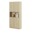 South Shore Arum 4-Door Storage Cabinet with Open Storage Wide Bleached Oak