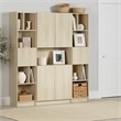 South Shore Liora Set of Bookcase and 2  5-Shelf Bookcases Wide Bleached Oak