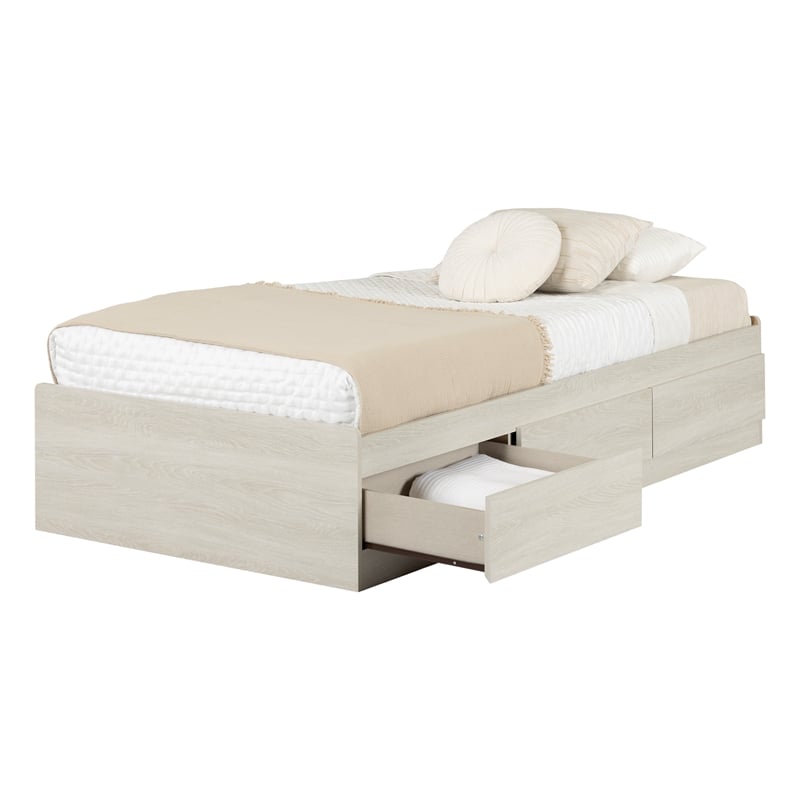 South Shore Londen Mates Bed with 3 Drawers Twin Winter Oak