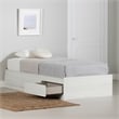 South Shore Arlen Mates Bed with 3 Drawers Twin White Pine
